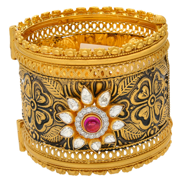 22K Antique Gold Jasmit Bangle Set (78.1gm) | 
Our 22K Antique Gold Jasmit Bangle Set has a rustic, antique gold finish, floral details, and ra...