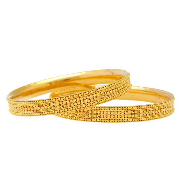 22K Yellow Gold Filigree Bangle Set of 6 (90.8gm) | 
This set of glimmering 22 carat gold Indian bangles will light up the wrists of any women who we...