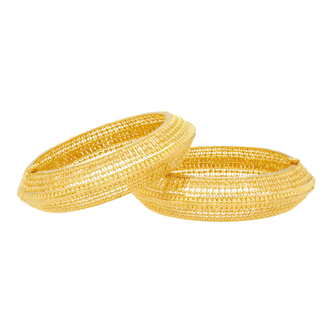 Dual Tone Cut Work Gold Bangles