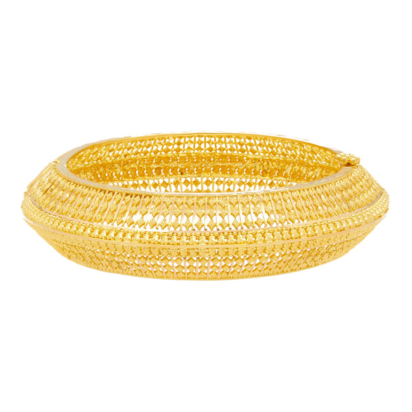 22K Yellow Gold Filigree Bangle Set (74.5 grams) | 
Pair these 22k yellow gold bangles with your favorite traditional look for your next important c...