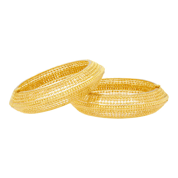 22K Yellow Gold Filigree Bangle Set (74.5 grams) | Pair these 22K yellow gold filigree bangles with your favorite traditional look for your next imp...