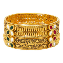 22K Yellow Gold Jasmit Bangle Set (55.4gm)