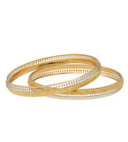 22K Yellow & White Gold Bangle Set of 6 (88.5gm) | Adorn your wrists with this elegant 22k yellow and white gold bangle bracelet set with engraved d...