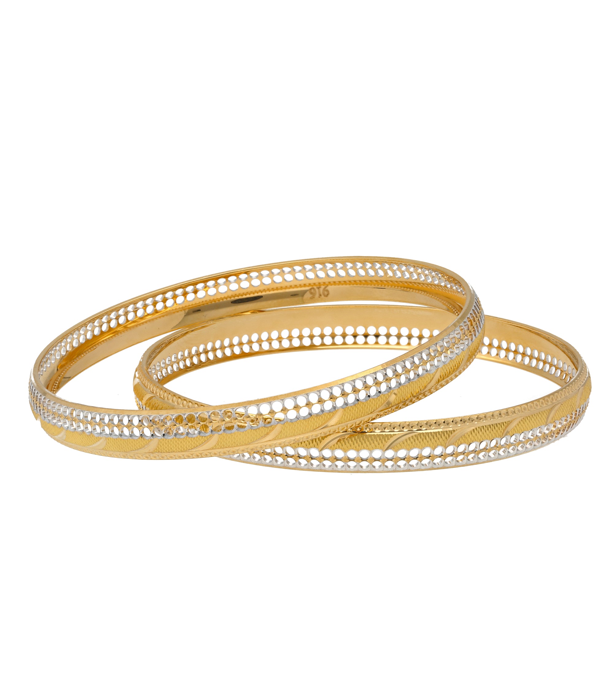 22K Yellow & White Gold Bangle Set of 6 (111gm)