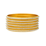 22K Yellow & White Gold Bangle Set of 6 (78.1gm) | 
Add this magnificent set of 22k yellow and white gold Indian bangles to your favorite outfits fo...