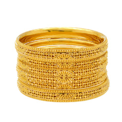 22K Yellow Gold Bangle Set of 6 (88.7gm)