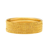 22K Yellow Gold Filigree Bangle Set of 6 (93.9gm) | 
This beautiful set of 22 carat gold Indian bangles will light up the wrists of any women who wea...