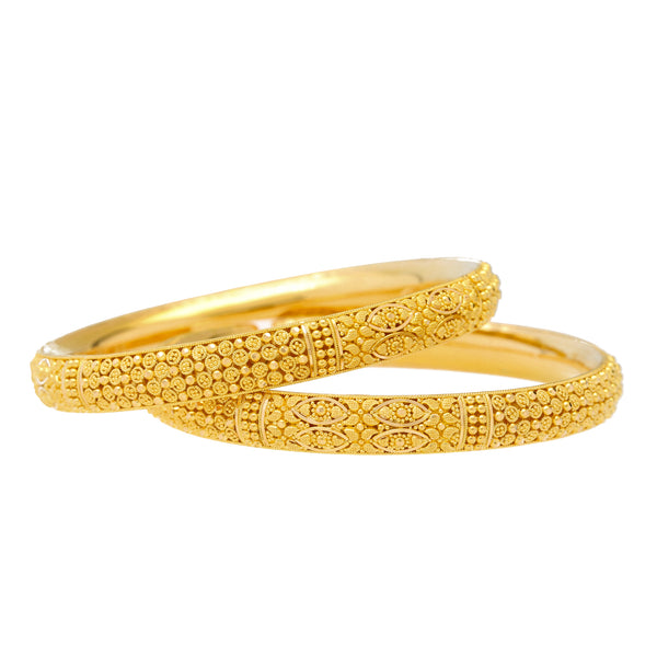 22K Yellow Gold Filigree Bangle Set of 6 (91.2gm) | 
These simple but elegant 22k yellow gold bangles have a detailed filigree design that will add a...