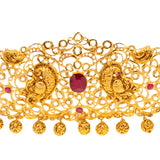 22K Yellow Gold Vaddanam Belt (210.9gm) | 
This fabolous vaddanam belt has a stunning array of emeralds, rubies, and cubic zirconia adornin...