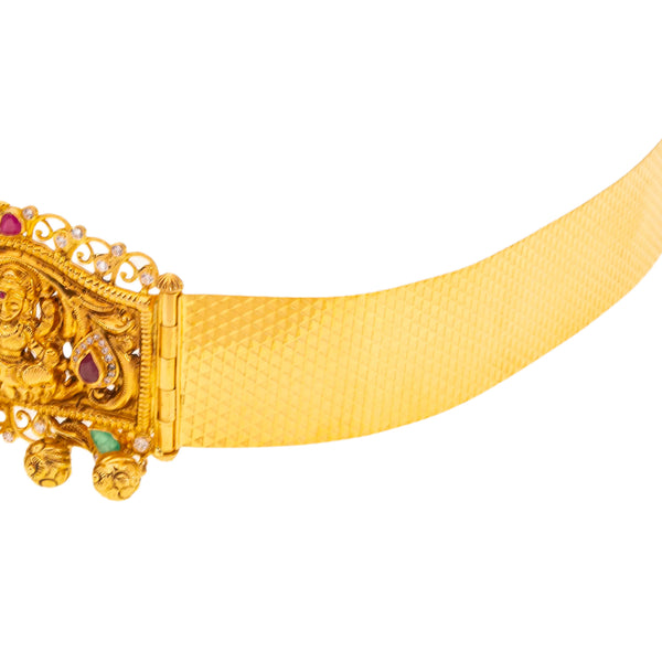 22K Yellow Gold Laxmi Vaddanam Belt (209.2gm) | 
Transform your look with this shimmering 22k yellow gold vaddanam belt encrusted with precious g...