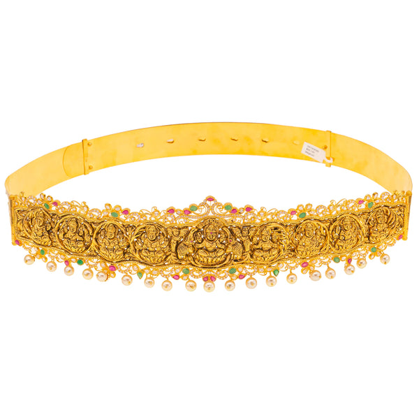 22K Yellow Gold Laxmi Vaddanam Belt (231.3gm) | 
Add a touch of cultural sophistication outfits with this 22k yellow gold vaddanam waist belt. Th...