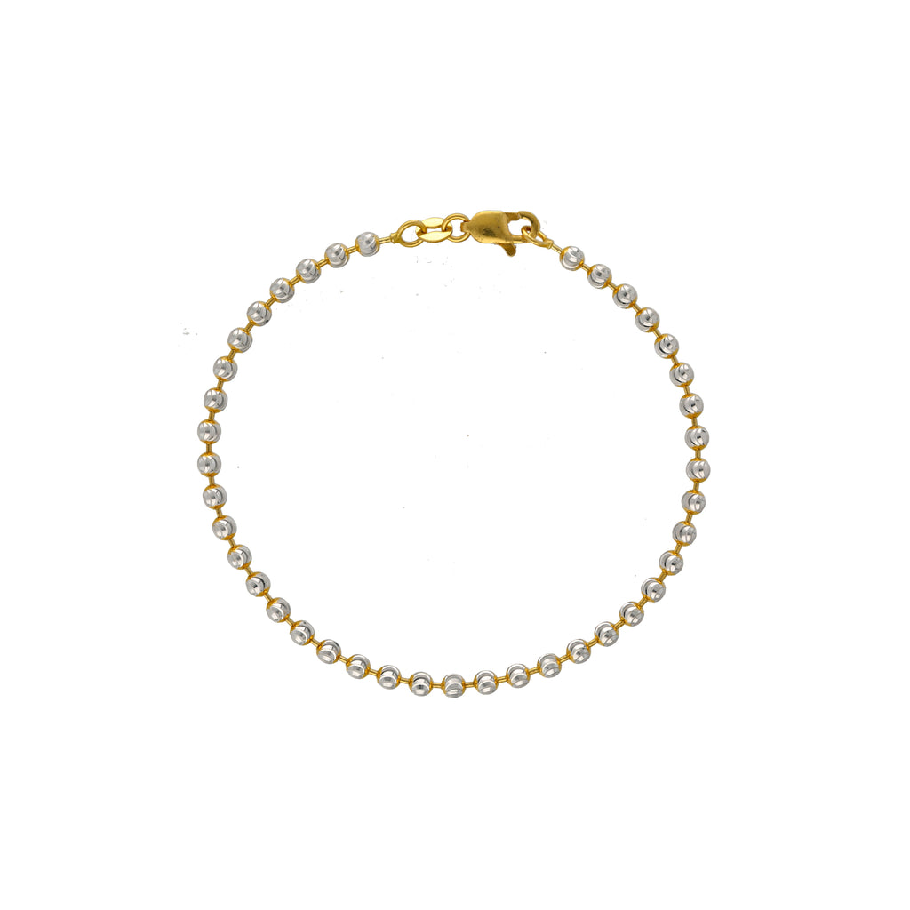 22K Yellow & White Gold Beaded Bracelet (6.6gm) | 
Add this beautiful 22k yellow and white gold beaded bracelet to your jewelry collection. The sim...
