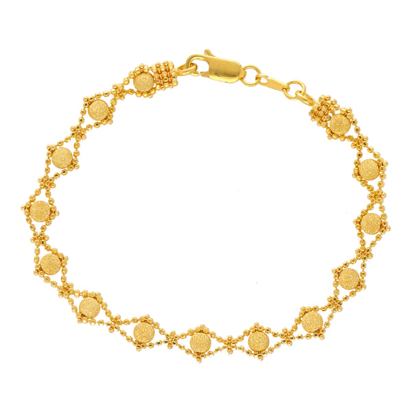 22K Yellow Gold Beaded Bracelet (10.5gm) | 
Wear this dazzling 22k yellow gold bracelet with unique beaded design when you want to add a sty...