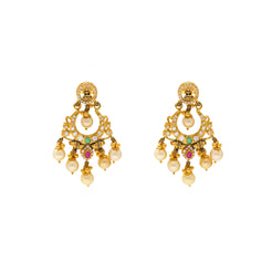 22K Yellow Gold Chandbali Earrings (17.4gm)