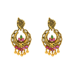 22K Antique Gold Chandbali Earrings (21.3gm)