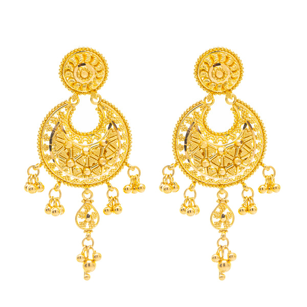 22K Yellow Gold Chandbali Jewelry Set (78.3gm) | 
Our 22K Yellow Gold Chandbali Jewelry Set uses exquisite filigree work and delicate beading to c...