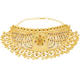 Meenakari Choker Set in 22K Yellow Gold (110.9gm) | 
This dazzling 22 karat gold jewelry set for women has beautiful meenakari elements that mix cult...