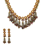 22K Yellow Gold & Pearl Jewelry Set (116.7gm) | 
This elaborately designed Indian jewelry set has a vibrant style that uses beautiful pearls to h...