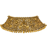 22K Yellow Gold Floral Choker Necklace Set (90.5gm) | 
This beautiful 22k yellow gold Indian jewelry set features engraved details along the choker nec...