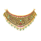 22K Antique Gold Choker Set with Gemstones & Pearls (87.1 grams) | 
Shimmer and shine like royalty when you don this luxurious 22k antique gold jewelry set! The rad...