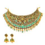 22K Antique Gold Choker Set with Emeralds & Pearls (90.4 grams) | 
Make all those in the room green with envy when you adorn yourself with this breathtaking 22k an...