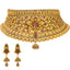 22K Yellow Gold & Ruby Choker Necklace Set (77.5gm)