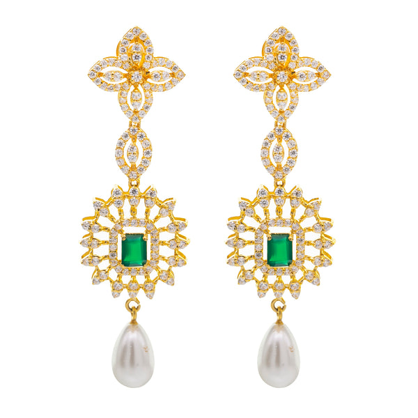 22K Yellow Gold & CZ Necklace Set (77.7gm) | 
Add this radiant 22k yellow gold Indian jewelry necklace and earring set to your bridal, formal,...