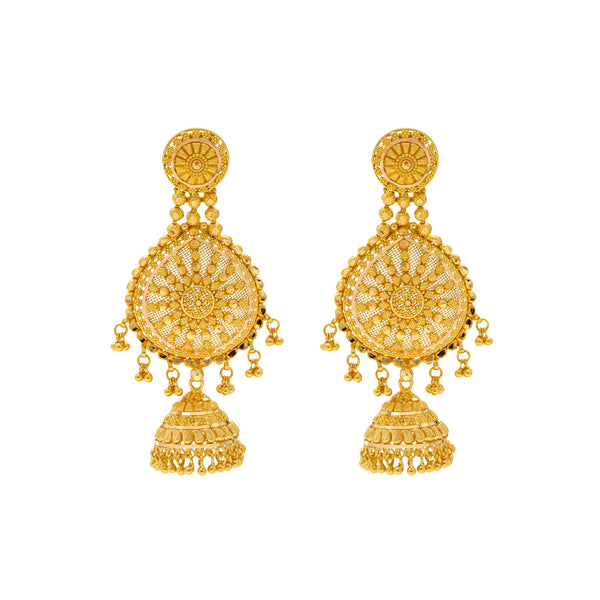 22K Yellow Gold Drop Earrings (26.7gm) | 
Our 22K Yellow Gold Drop Earrings have a stylish design and luxurious appeal that any woman woul...