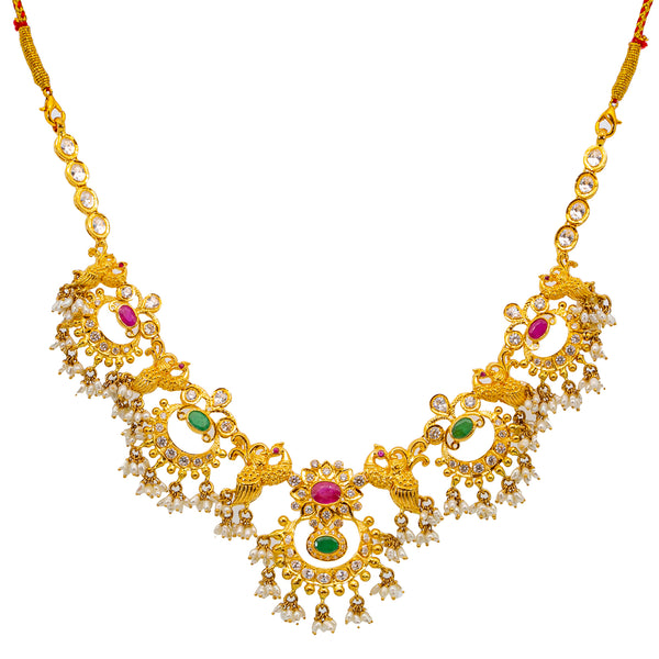 22K Yellow Gold Guddapulsula Set w. Gems & Pearls (76.1 grams) | 
Our 22K Yellow Gold Guddapulsula Jewelry Set for women is perfect to wear for cultural ceremonie...