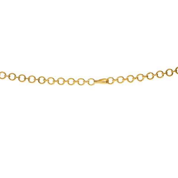 22K Gold & Gemstone Guddusapsula Necklace (59.3gm) | 
This dazzling 22k yellow gold necklace from Virani Jewelers features engravings on Goddess Laksh...