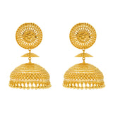 22K Yellow Gold Jhumka Earrings (67.3gm) | 
Pair these simple yet stylish 22 karat gold jhumka earrings with anything from causal wear to fo...