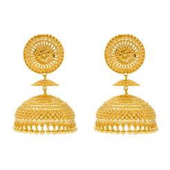 22K Yellow Gold Jhumka Earrings (67.3gm)