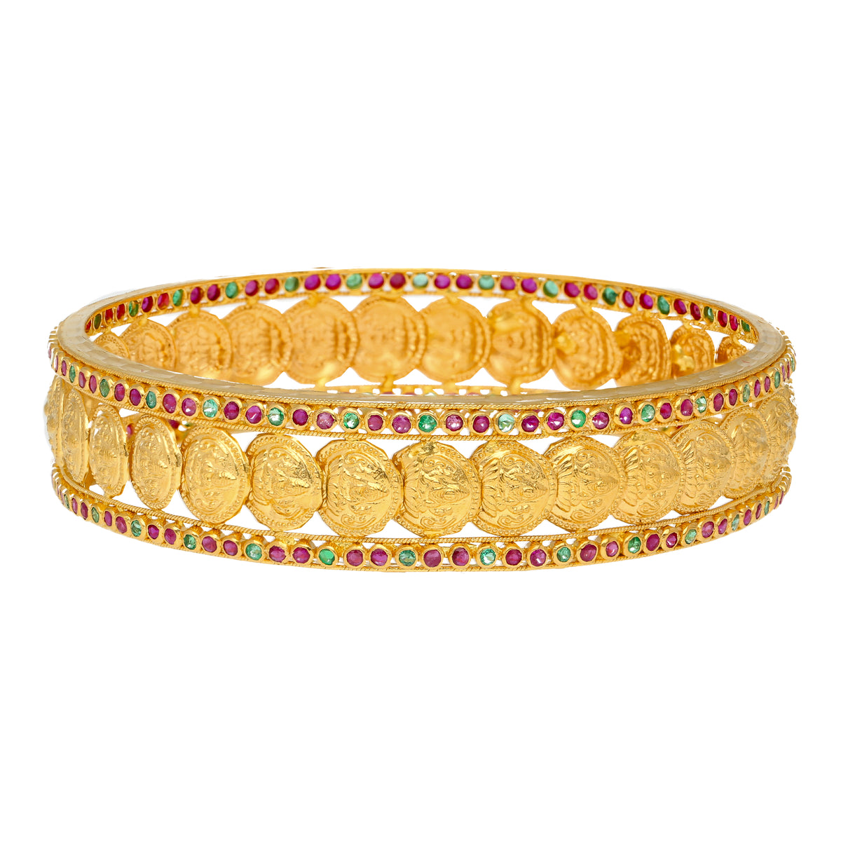 22K Yellow Gold Kasu Laxmi Bangle Set (43.4 grams) – Virani Jewelers