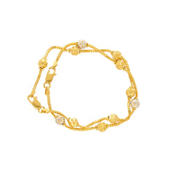 22K Multi-Tone Gold Beaded Bracelet Set (9.5gm)