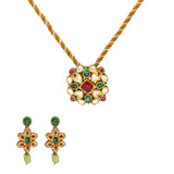 Kundan Pendant Set in 22K Yellow Gold (40.2gm) | 
Show off your culture and pride with this elegant 22 karat yellow gold and kundan pendant set fr...