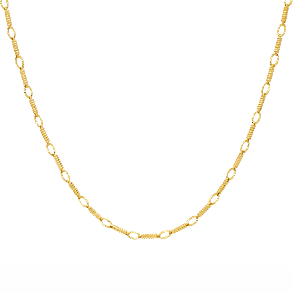 22K Yellow Gold Adweta Filigree Chain (9.5 grams) | 
Our 22K Yellow Gold Adweta Filigree chain is classy, stylish, and unique. The link design and pr...