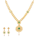 Jaya Jewelry Set w/ 22K Yellow Gold & Emeralds (77.8gm) | 
Our Jaya Jewelry set is simply breathtaking. The 22k yellow gold design is decorated with a stun...
