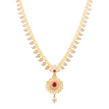 22K Gold, Ruby, & Pearls Veena Jewelry Set (101.8gm) | 
Our 22K Gold, Ruby, and Pearl Veena Jewelry Set has all the frills and thrills a woman needs to ...