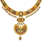 22K Gold Meenakari Jewelry Set (87.8gm) | 
Add this vibrant Indian bridal jewelry set to your gown for your most important day! The Meenaka...