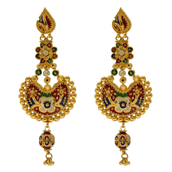 22K Gold Meenakari Jewelry Set (87.8gm) | 
Add this vibrant Indian bridal jewelry set to your gown for your most important day! The Meenaka...