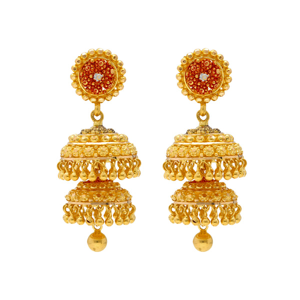 22K Yellow Gold Meenakari Jewelry Set (62.3gm) | 
Shimmer and shine with cultural elegance when you adorn your ears and neck with this fabolous 22...