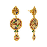 22K Yellow Gold Meenakari Pendant Set (67.8gm) | 
This Indian gold jewelry set features the beloved meenakari print to decorate the stunning 22k y...