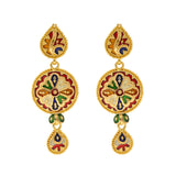 22K Yellow Gold Meenakari Pendant Set (67.8gm) | 
This Indian gold jewelry set features the beloved meenakari print to decorate the stunning 22k y...