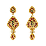 22K Yellow Gold Meenakari Pendant Set (31.5gm) | 
The light, and airy design of this 22k Indian gold jewelry set is simple divine. The vibrant mee...