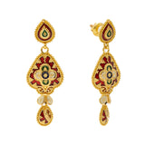 22K Yellow Gold Meenakari Pendant Set (31.5gm) | 
The light, and airy design of this 22k Indian gold jewelry set is simple divine. The vibrant mee...