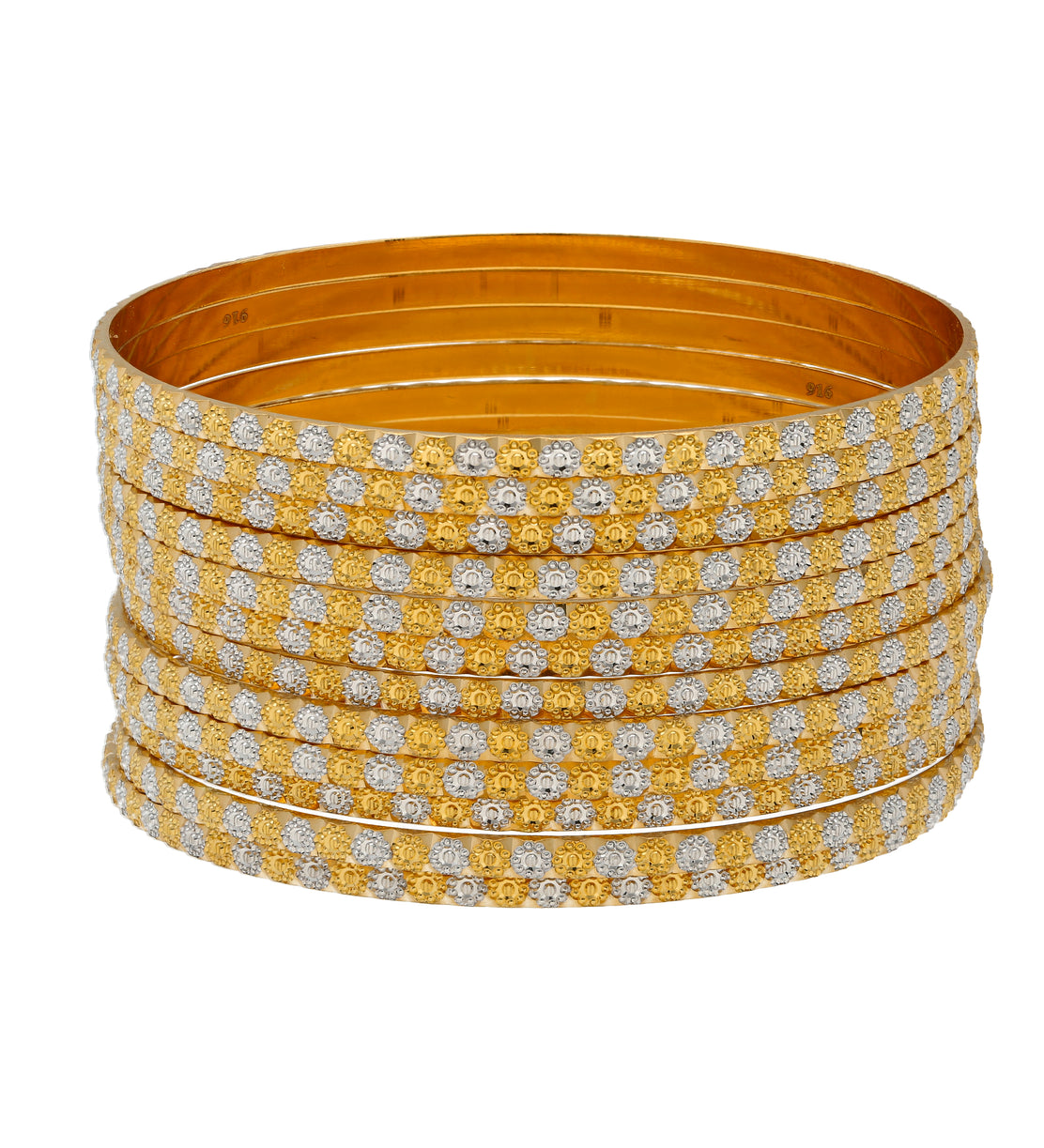 22K Multi Tone Gold Bangle Set of 12 134.8gm Virani Jewelers