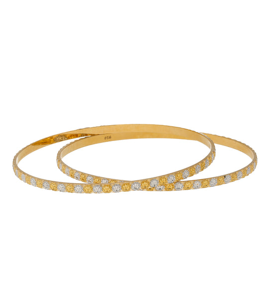 22K Multi-Tone Gold Bangle Set of 12 (134.8gm) | 
Wear this fabulous set of 22k Indian gold bangles for any occasion. The unique design made from ...