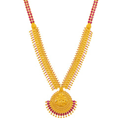 22K Yellow Gold Kasu Laxmi Jewelry Set w. Jhumka Earrings (108 grams)