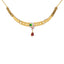 22K Multitone Gold Paisely Pavé Earring & Necklace Set W/ Emerald, Ruby, Pearl & Cubic Zirconia - Virani Jewelers
