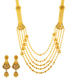 22K Yellow Gold Meenakari Jewelry Set (130.1gm) | 
Add the vibrant beauty of Indian culture to your wedding day with this stunning 22k yellow gold ...